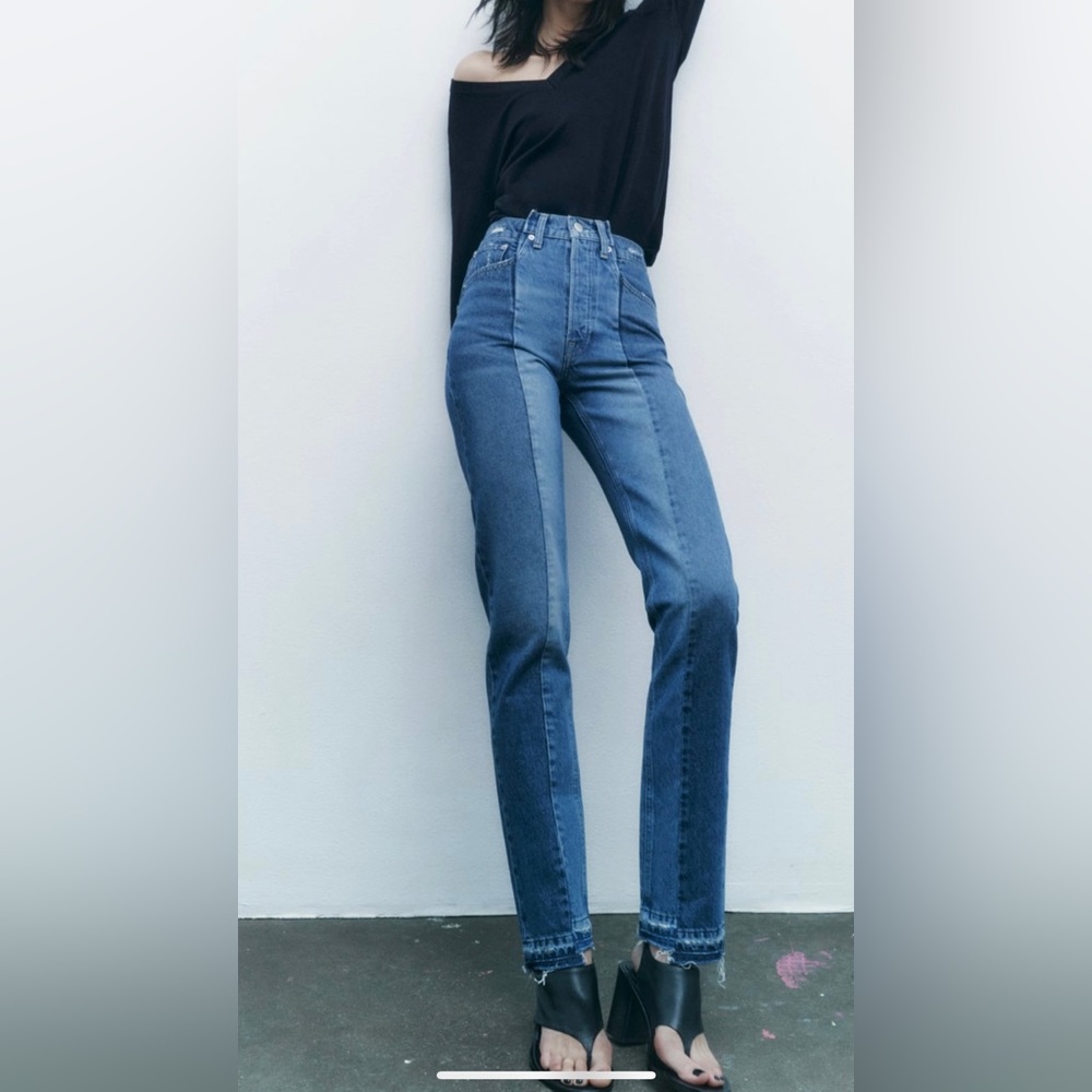 Zara Mid-rise ZW straight leg pants